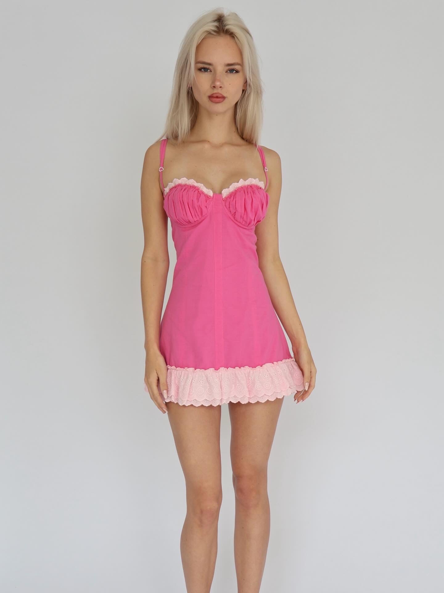Cotton Drop Waist Mini- Hot Pink
