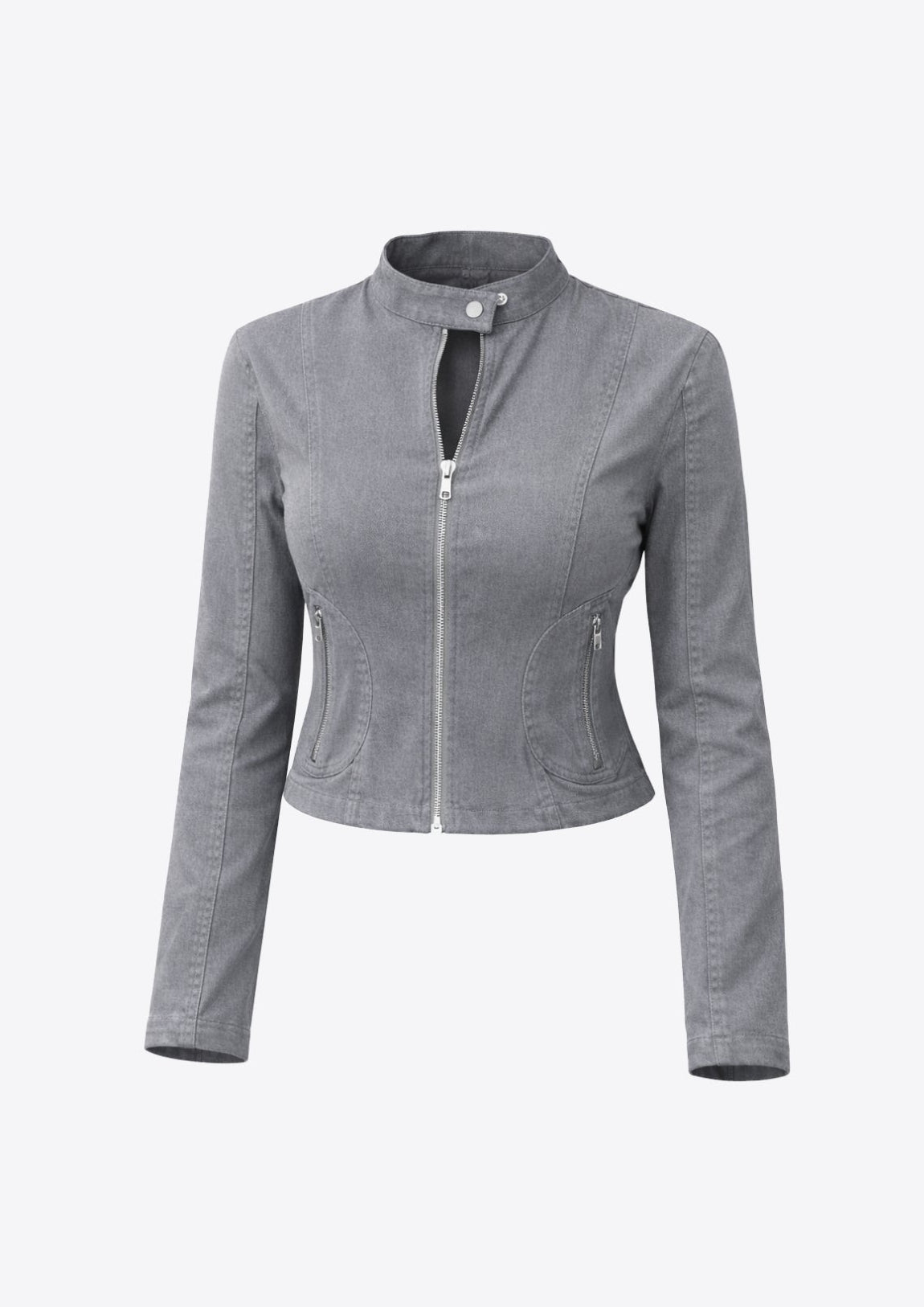 Moto Doll Fitted Jacket- Grey