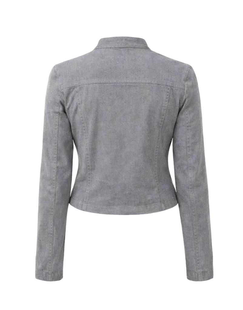 Moto Doll Fitted Jacket- Grey