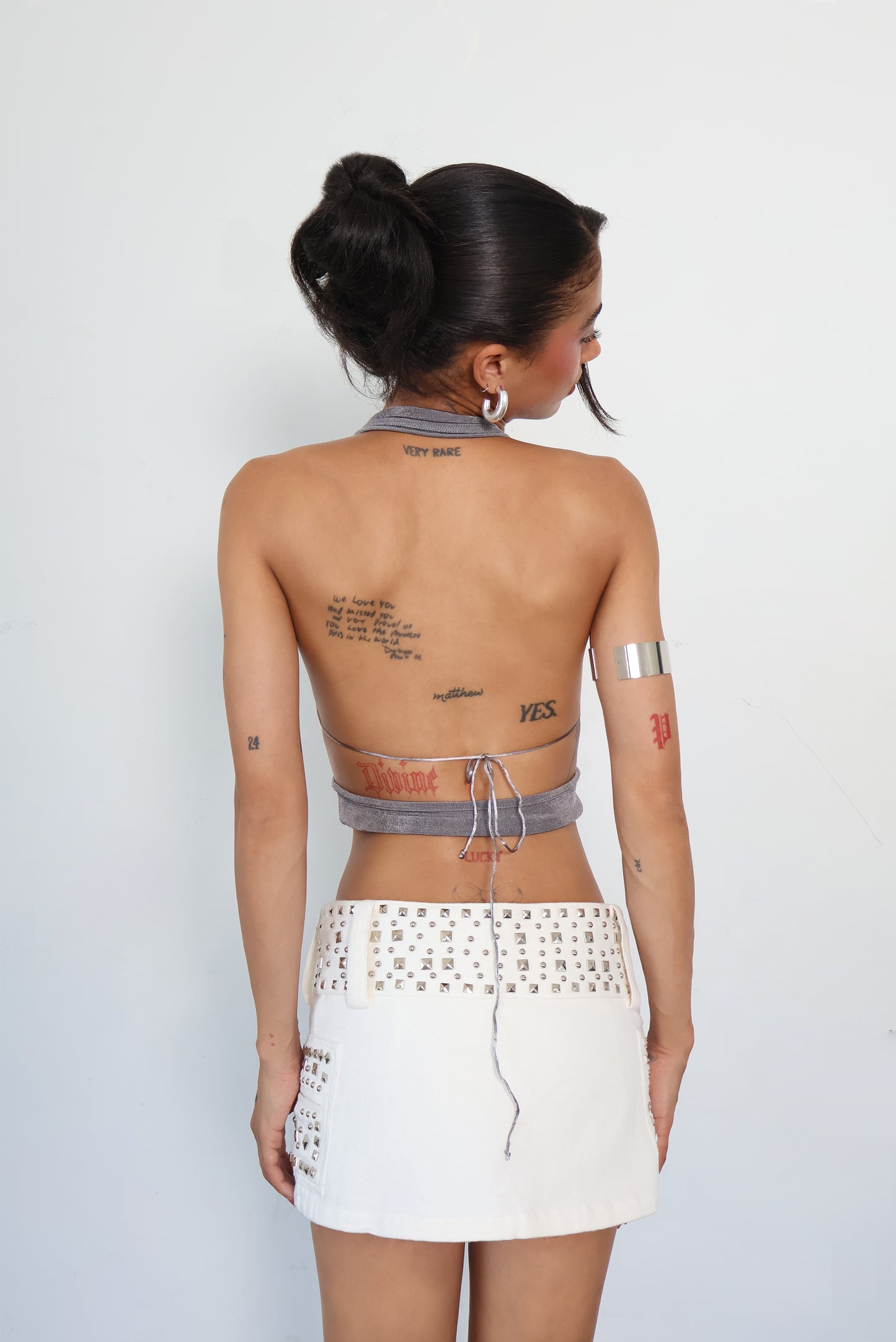 Studded Cream Cargo Skort