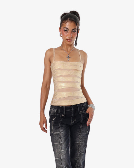 Peek-a-boo Bandage Top- Gold