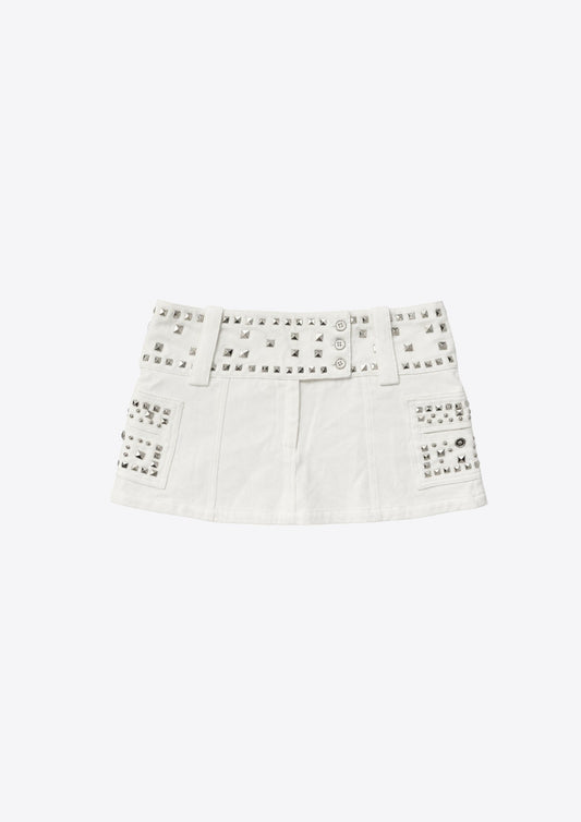 Studded Cream Cargo Skort