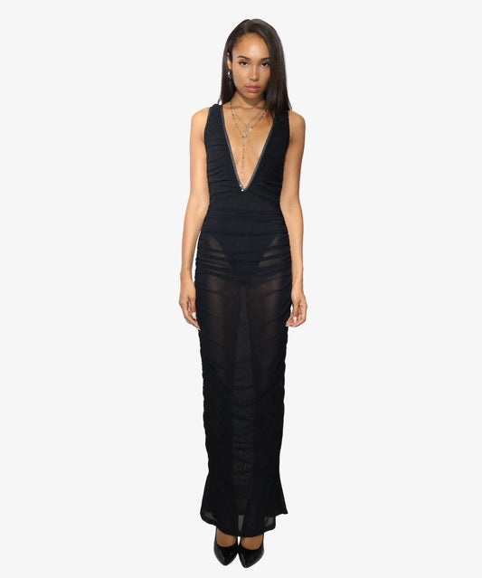 Slinky Long Mesh Dress