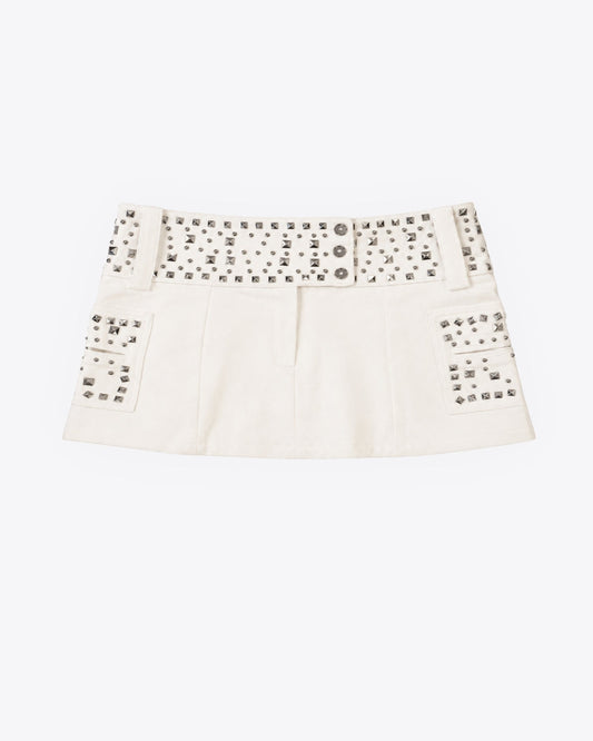Studded Cream Cargo Skort