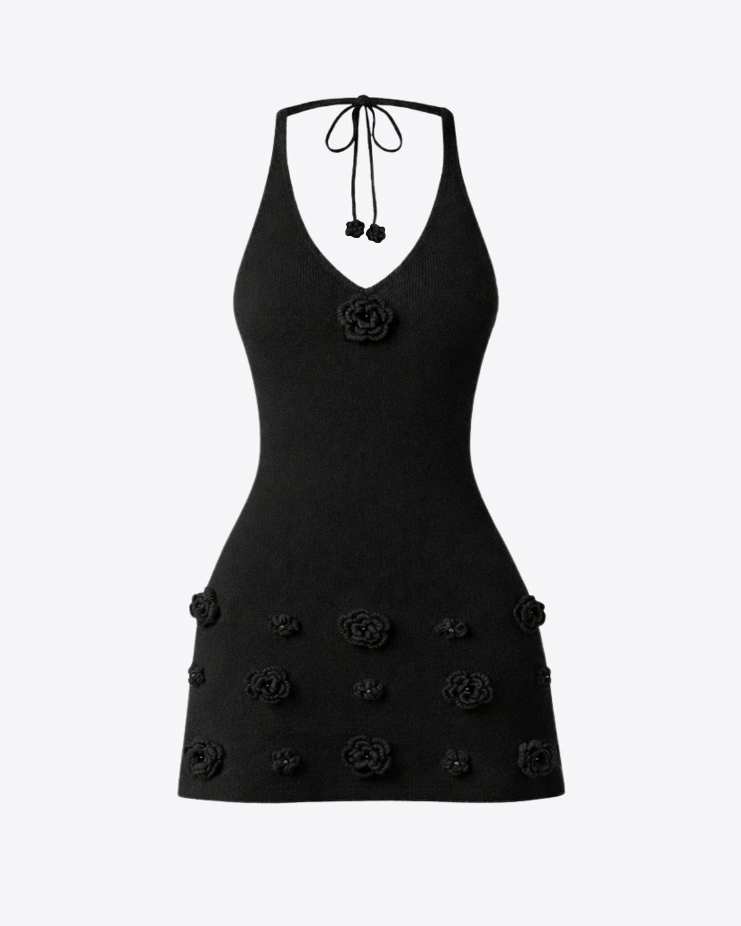 Bouquet Knit Dress-Black