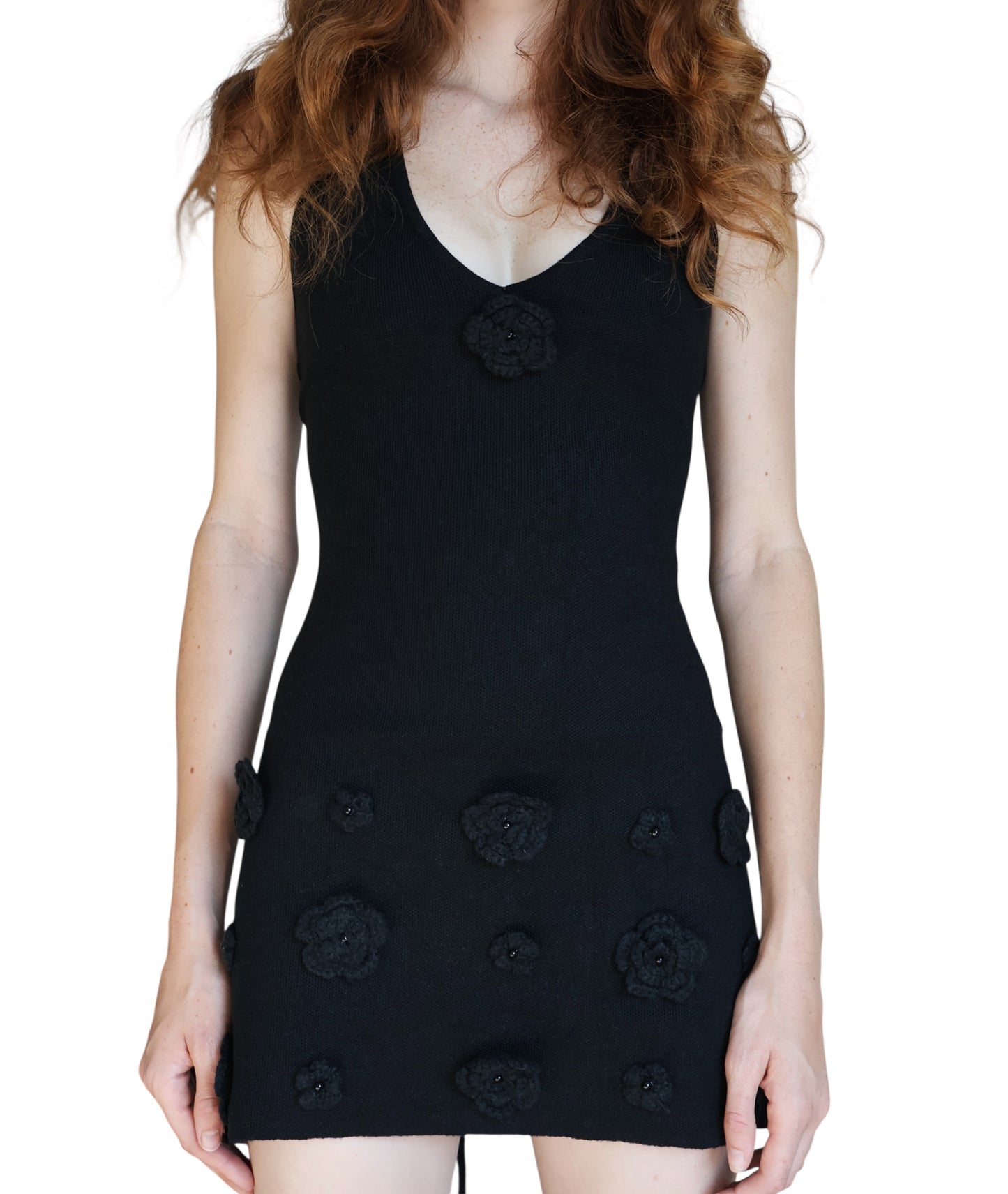 Bouquet Knit Dress-Black
