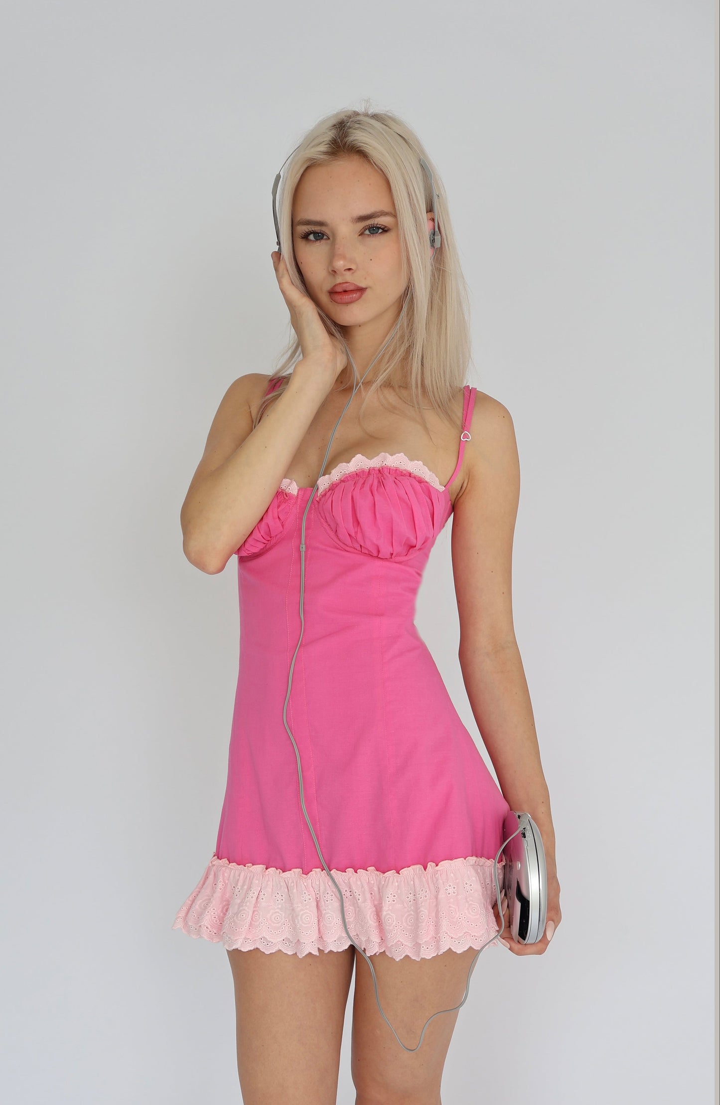 Cotton Drop Waist Mini- Hot Pink