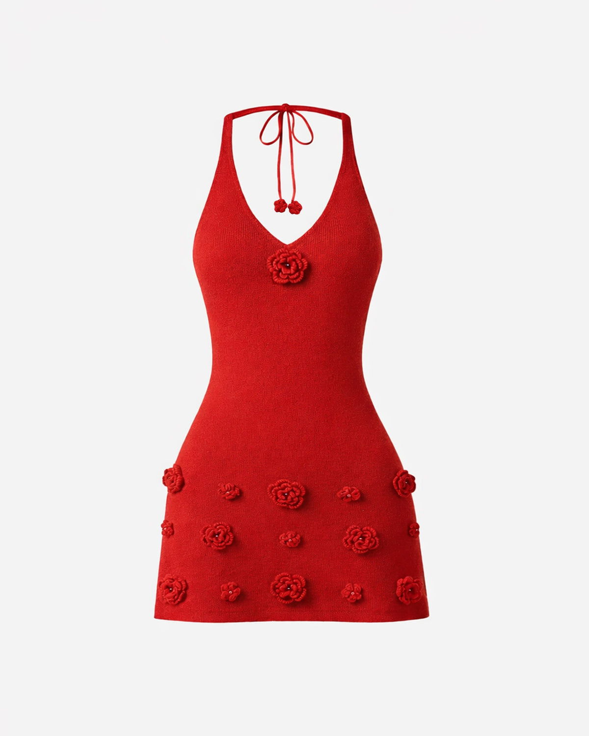 Bouquet Knit Dress- Red